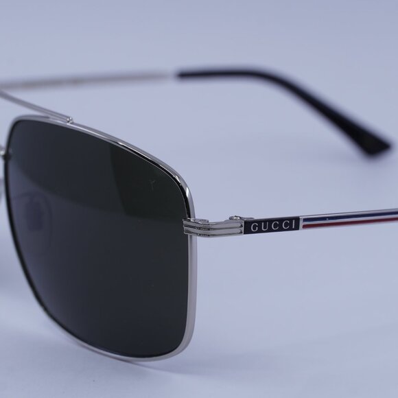 Gucci GG0836SK 001 Sunglasses Silver Aviator Frame, Grey Lenses - Picture 8 of 10